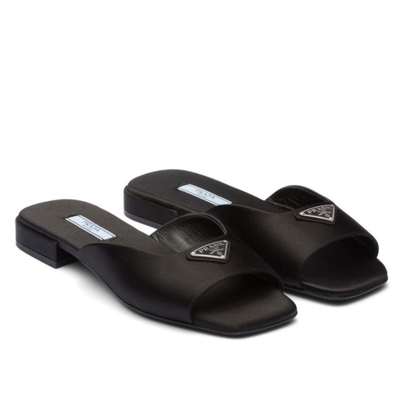✨PRADA✨Satin Flat Slide Sandals - Picture 1 of 7